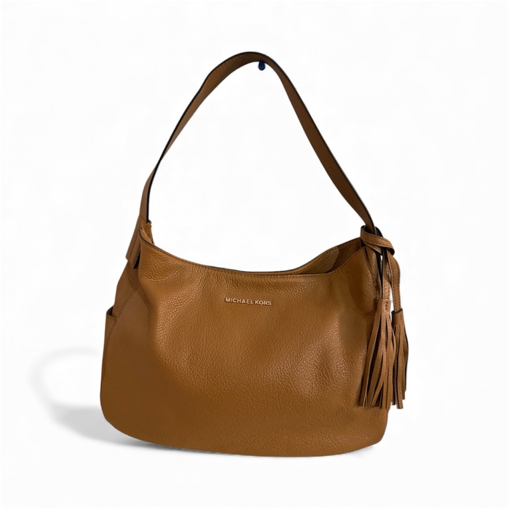 Michael Kors Ashbury Soft Pebble Leather Shoulder Bag Hobo w/Blk Piping